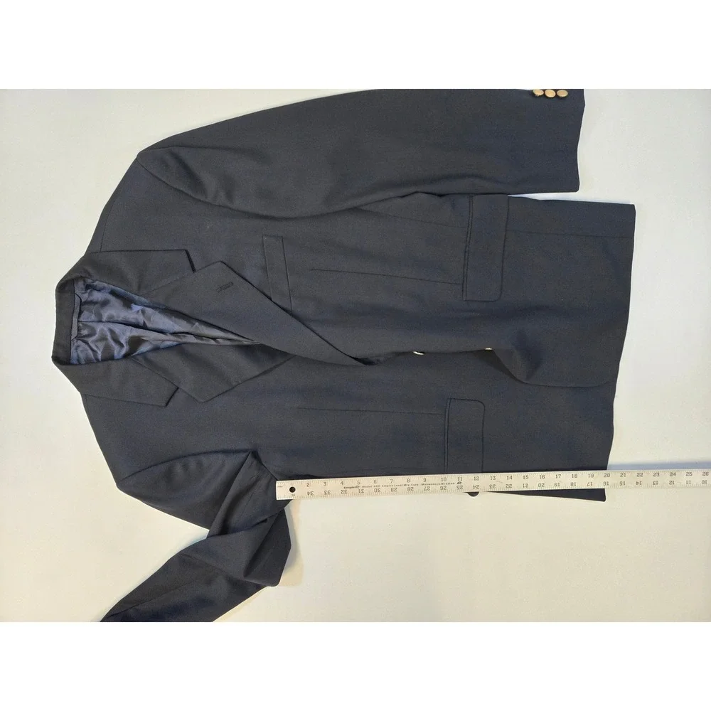 Hickey Freeman Barneys New York‎ Navy Wool Blazer Boardroom Gold Buttons 42R USA
